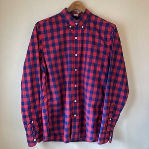 J Crew Factory Blue And Red Plaid Button Up Top